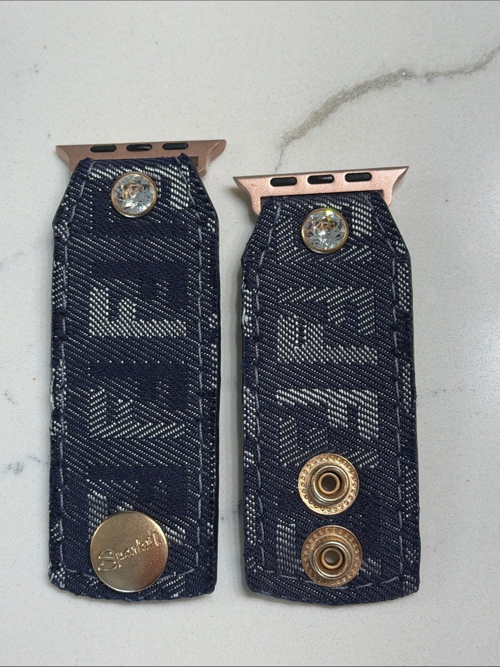 Authentic Fendi Canvas Apple Watch Band 42-49mm Adapters with Rose Gold Hardware